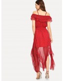 Off Shoulder Floral Ruffle Hem Dress
