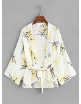 Self Tie Waist Printed Kimono