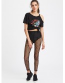 Elastic Waist Fishnet Leggings