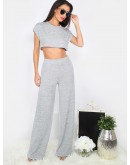 Crop Top With Pocket Wide-leg Pants